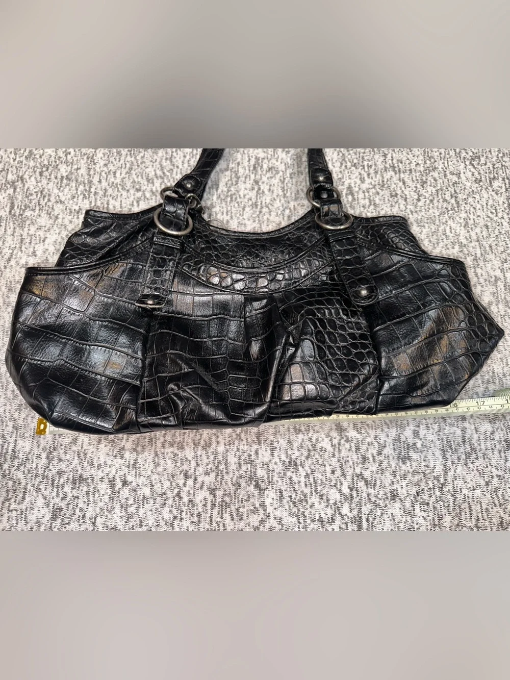 Jessica Simpson Black Croc-Embossed Women’s Shoulder Bag, GUC